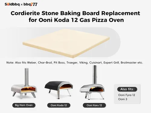 Miniatura 3 de Piedra de pizza cuadrada de 13 pulgadas de repuesto para Ooni Koda Karu y Fyra 12, piedra de pizza para hornear cordierita para horno Ooni 12