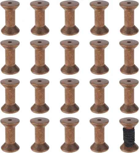 BENECREAT 16 carretes de hilo vacíos antiguos, carretes vacíos de madera de 1.87 pulgadas / 1.969 in, bobinas de cinta de madera para tejer alambre,
