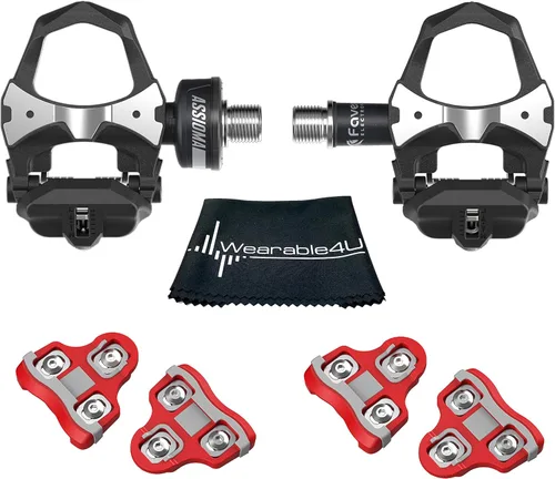 Favero Assioma Uno Medidor de potencia de ciclismo basado en pedales con tacos adicionales y paño de limpieza Wearable4U