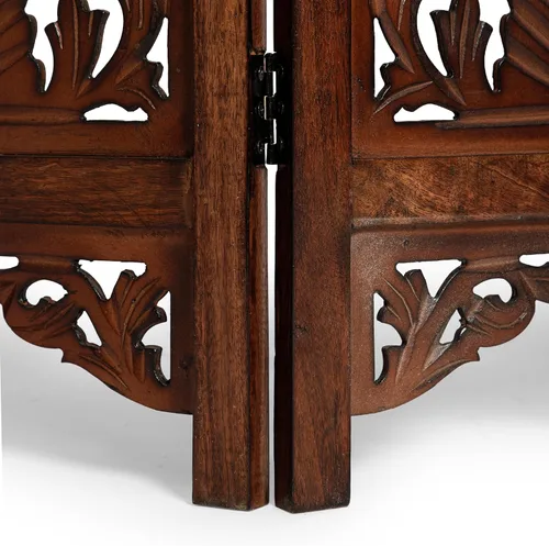 Miniatura 3 de Lightnpro 4 Panel Palm Tree Wooden Room Divider 64"(W) x 60"(H) Hand-Carved Folding Privacy Screen, Pre-Assembled Decorative Partition for Living