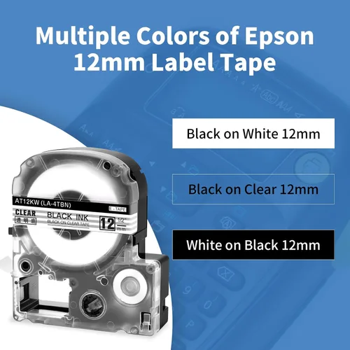 Miniatura 3 de Paquete de 3 cartuchos de cinta LK de repuesto para Epson LK-4TBN ST12KW LC-4TBN9 12mm LK negro sobre transparente de 1/2 pulgadas x 26.2 pies