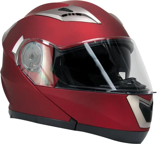 Miniatura 9 de Milwaukee Helmets MPH9826DOT - Casco modular de motocicleta 'ionizado' rojo plano avanzado con visera desplegable
