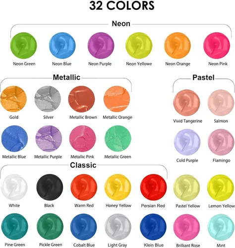 Miniatura 2 de Funto Juego de pintura acrílica para verter, 36 botellas, con aceite de silicona, alto flujo, premezclado, suministros de arte para verter sobre