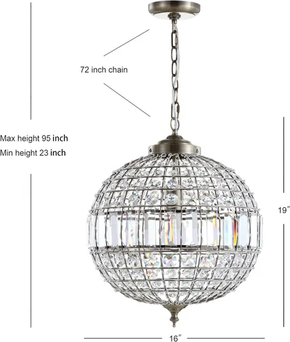 Miniatura 5 de JONATHAN Y JYL6110B Georgina - Candelabro colgante LED de cristal/metal, glamuroso, contemporáneo, transicional, regulable, comedor, sala de estar