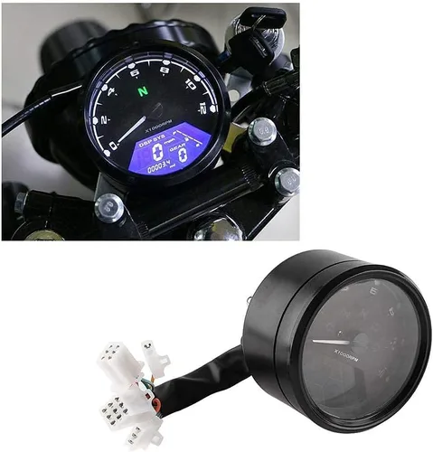 Miniatura 6 de Acouto Velocímetro tacómetro para motocicleta 12000RPM universal motocicleta retroiluminación LED tacómetro digital velocímetro medidor MPH DC 12V