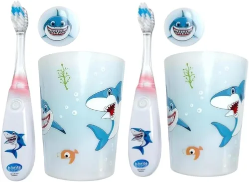 Miniatura 13 de Lily's Home Cepillo de dientes para niños con temporizador intermitente para niños con cerdas suaves, taza emergente y cubierta - Divertido cepillo