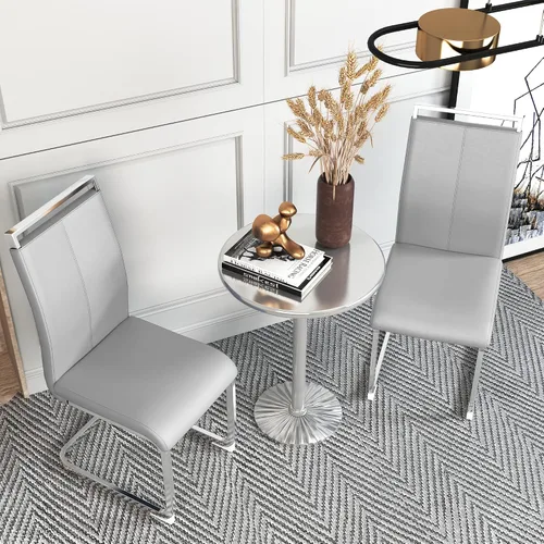 Miniatura 41 de Juego de 2 sillas de comedor modernas con esponja de alta densidad tapizada y patas de metal, sillas para comedor, sillas de comedor de piel