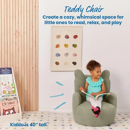 Miniatura 4 de ECR4Kids Teddy Bear Sherpa - Silla para niños pequeños, altura del asiento de 14 pulgadas, muebles para niños, salvia oscura