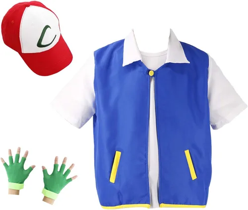 KESEPLEI - Chaqueta de Halloween para adultos y niños, guantes para entrenador de anime, Azul Patchwork