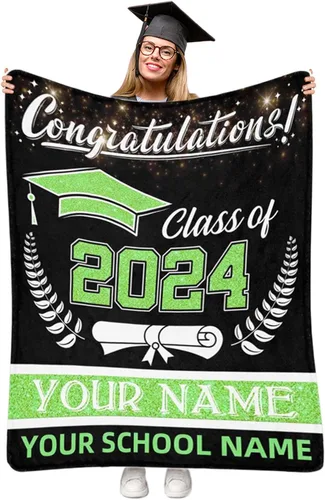 Miniatura 8 de Manta personalizada de graduación 2025, manta personalizada para regalo de graduación con nombre de la universidad, manta de felicitación