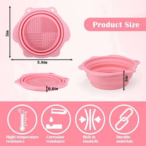 Miniatura 2 de Vodolo Estera limpiadora de pinceles,Tazón limpiador de pinceles de silicona plegable,Herramienta de limpieza portátil para pincel,Accesorios