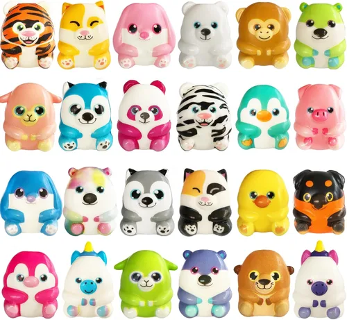 24 piezas de recuerdos de fiesta llenos de juguetes esponjosos, juguetes esponjosos jumbo de levantamiento lento, juguetes blandos de animales