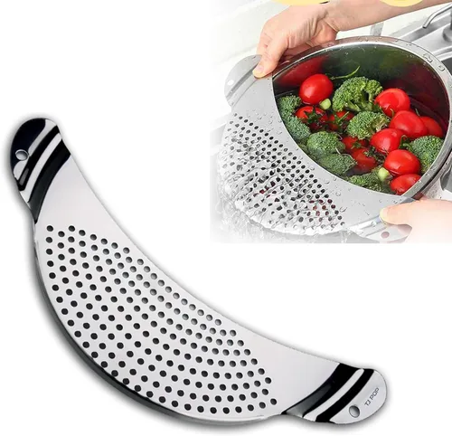 Miniatura 8 de Colador de acero inoxidable, 2 unidades, colador de pasta, colador de alimentos de metal para fideos, frutas, verduras, adecuado para macetas