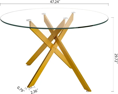 Miniatura 4 de HomVent Juego de mesa de comedor redonda de vidrio de 3 piezas, juego de mesa de comedor de vidrio templado para 2 mesas de cocina con 2 sillas
