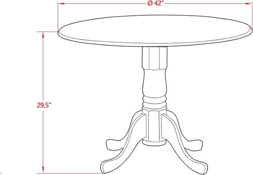 Miniatura 11 de East West Furniture DMSI3-ABK-48 - Juego de mesa de comedor de 3 piezas para espacios pequeños que contiene una mesa de comedor redonda con gotas