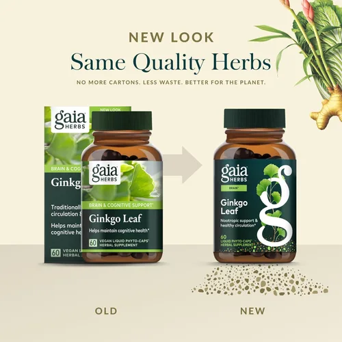 Miniatura 6 de Gaia Herbs Hoja de ginkgo - Tradicionalmente utilizada para apoyar la circulación saludable y la función cerebral* - Suplemento de hierbas - 60