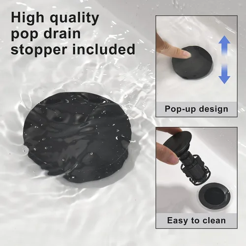 Miniatura 5 de Grifo de lavabo de baño generalizado de dos asas, grifo de tocador de 3 agujeros con drenaje emergente y líneas de suministro de grifo cUPC, grifo