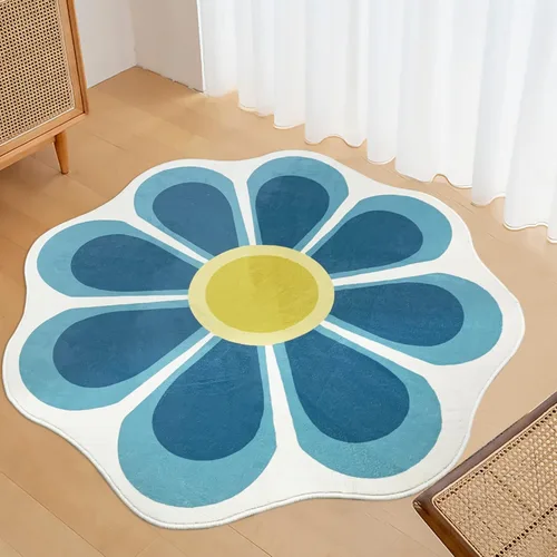 Miniatura 15 de USTIDE Alfombra redonda grande en forma de flor de 63 pulgadas, alfombra circular rosa para dormitorio, sala de estar, alfombra floral lavable