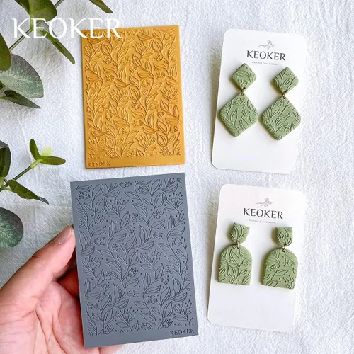 Miniatura 2 de Keoker Hojas de textura de arcilla polimérica, alfombrilla de textura de arcilla para hacer aretes de joyería, herramientas de aretes de arcilla