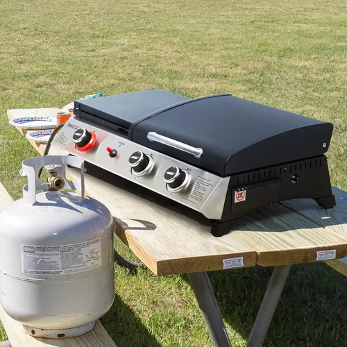 Miniatura 2 de Royal Gourmet PD1305H - Combo de parrilla y plancha de gas propano de 3 quemadores con tapa, combo de parrilla 3 en 1 con salida de 29,000 BTU