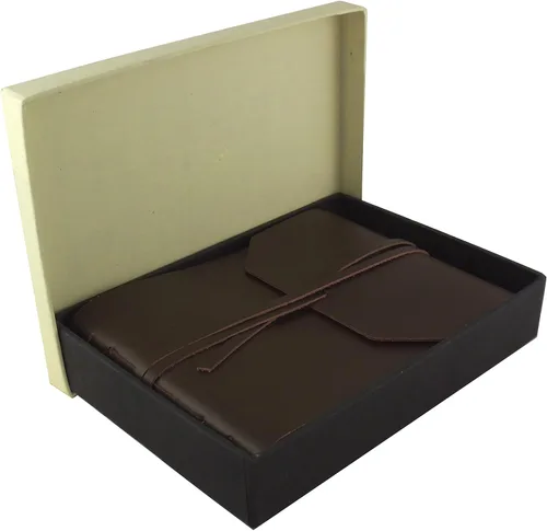 Miniatura 3 de Álbum de fotos rústico de cuero genuino con caja de regalo, páginas estilo álbum de recortes, capacidad para 100 fotos de 4 x 6 o 5 x 7 pulgadas