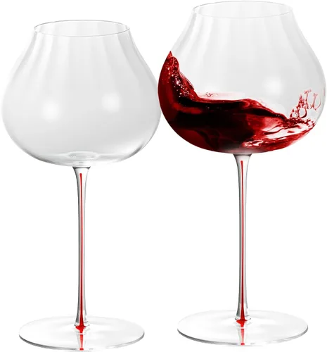 Miniatura 19 de KAMMAK Juego de 2 copas de vino de 11.49 onzas, de cristal soplado a mano, borde fino y tallo largo, perfectas para rojo y blanco, uso diario