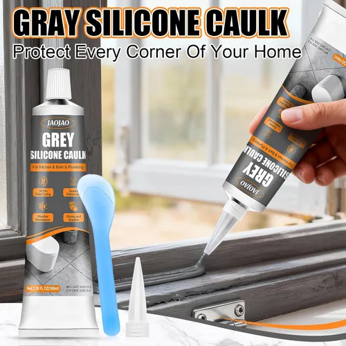 Miniatura 2 de JAOJAO Calafateo de silicona gris, sellador de silicona gris, excelente adherencia, flexibilidad de larga duración, rendimiento estable, ampliamente
