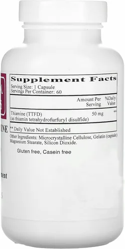 Miniatura 2 de Ecological Formulas Toda la tiamina vitamina B1 50 mg, 2 X 60 cápsulas