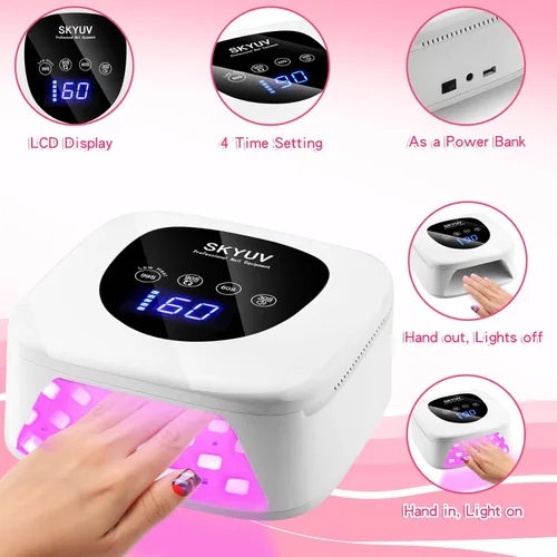 Miniatura 6 de Lámpara de uñas recargable LED UV, secadora de uñas inalámbrica para esmalte de gel, lámpara de uñas UV con 4 ajustes de temporizador y pantalla
