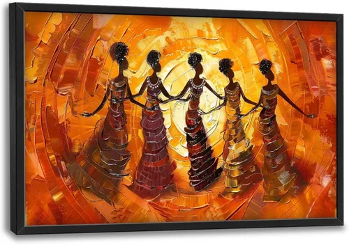 Miniatura 40 de Quorin Arte de Pared Grande Afroamericano Abstracto de Chica Negra Mujer Imágenes de Danza Decoración de Pared Retro Étnico Impresión en Lienzo