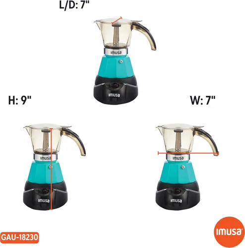 Miniatura 8 de IMUSA Cafetera Eléctrica de Espresso de 3 o 2 Tazas, Verde Azulado