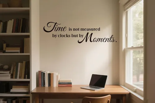 Miniatura 3 de Calcomanías de pared con citas inspiradoras, el tiempo no es medido por relojes, sino por momentos, motivación y frase de motivación, vinilo