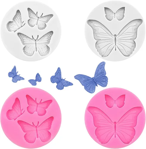 4 moldes de silicona de mariposa, mini molde de fondant de mariposa, lindo molde de resina epoxi de jabón, moldes de chocolate para decoración de