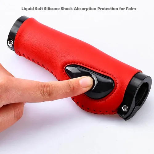 Miniatura 2 de Empuñaduras de bicicleta antideslizantes de silicona cómodas empuñaduras de mano de cuero con manillar Juego de campanas de anillo de bicicleta