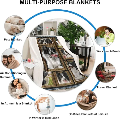 Miniatura 7 de Border Collie - Manta para niños, regalos para los amantes de los perros, 40 x 50 pulgadas, mantas para niños pequeños y bebés para sofá, cama