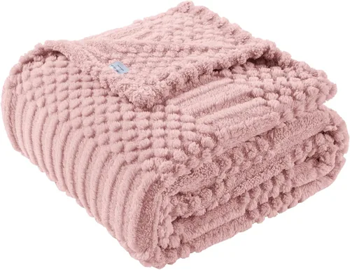 Miniatura 25 de Manta de Tiro Beige de 50 x 70 pulgadas, forro polar suave y esponjoso, bonita y estética, perfecta para sofá, sillón, silla, cama, sala de estar