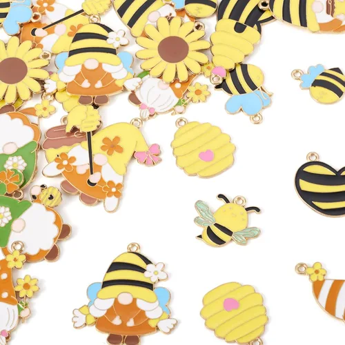 Miniatura 28 de Craftdady Encantos colgantes esmaltados con dijes de alimentos, animales, flores, encantos bonitos, dijes de frutas de metal colorido, ornamento