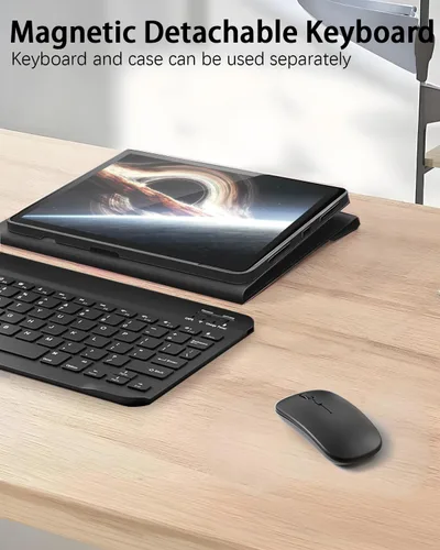 Miniatura 9 de TUNKARMOR Funda para teclado para Tab A9 de 8.7 pulgadas (2023) - Funda delgada con teclado desmontable y ratón con soporte para bolígrafo, función