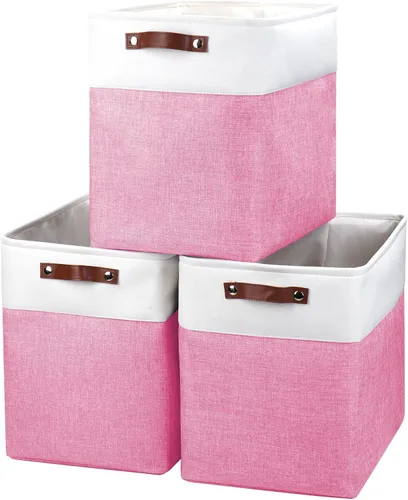 Miniatura 22 de Bagnizer 13x13 Cajas de almacenamiento cúbicas, caja de almacenamiento plegable de tela, paquete de 4 cestas de armario con asas para organizar