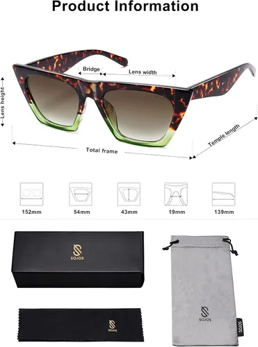 Miniatura 5 de SOJOS Oversized Square Cateye Polarized Sunglasses for Women Men Big Trendy Sunnies