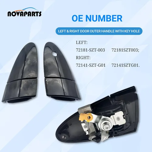 Miniatura 3 de NOVAPARTS Manija exterior de puerta izquierda y derecha con orificio para llave para Honda CR-Z 72181SZT003 72141SZTG01 2011 2012 2013 20141SZTG01