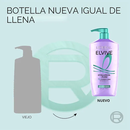 Miniatura 5 de L'Oreal Paris Elvive Hyaluron + Pure 72H Champú purificador para cabello graso, champú clarificador con ácido salicílico y ácido hialurónico, 28