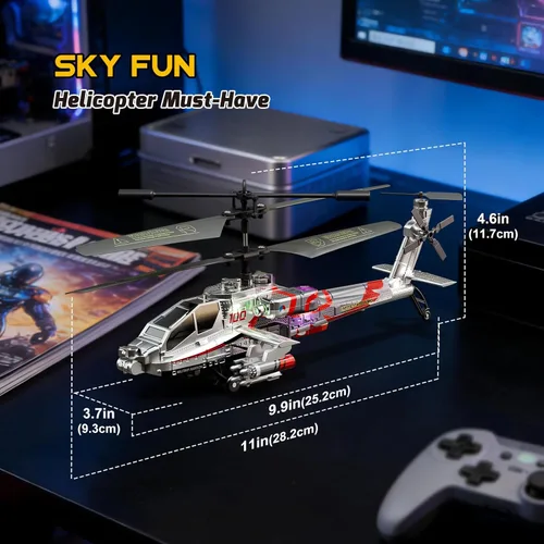 Miniatura 8 de XIKOTEC Helicóptero RC, Juguete de Helicóptero Militar a Control Remoto para Niños, Principiantes y Adultos con Mantenimiento de Altitud, Giroscopio