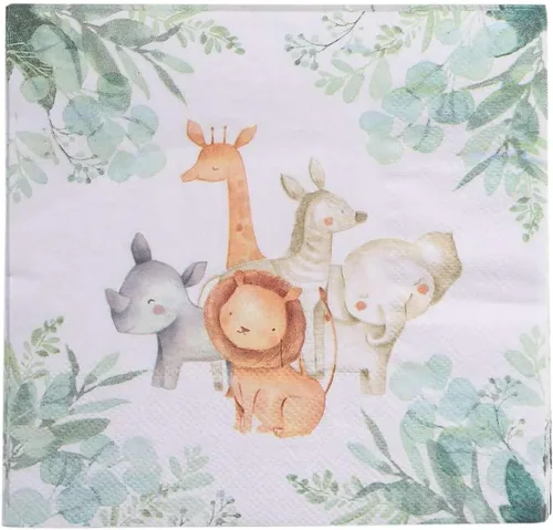 Miniatura 6 de Efavormart - Paquete de 20 servilletas de papel con estampado de animales de safari, servilletas de cóctel desechables suaves con temática de selva