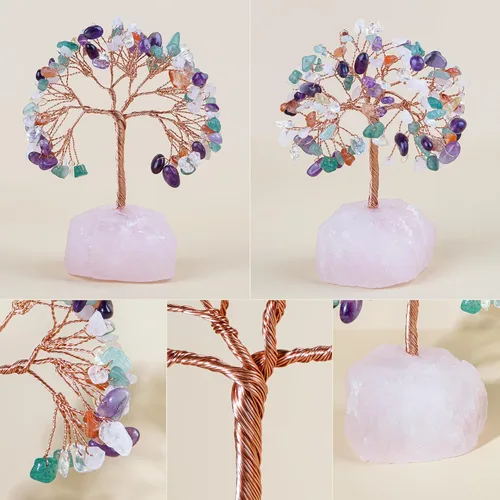 Miniatura 4 de ZenBless Árbol de la Vida de Piedras de Cristales Curativos de 7 Chakras, Árbol de Dinero Feng Shui, Pequeño Bonsái Falso Zen Espiritual