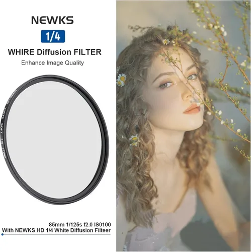 Miniatura 2 de NEWKS Filtro de difusión blanca suave de 1/4 de 1/4, filtro de efecto cinematográfico de ensueño, vidrio óptico HD para fotografía
