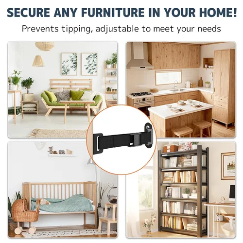 Miniatura 2 de Anclajes antipunta para muebles (2 juegos), anclaje de pared resistente para muebles, anclajes de pared a prueba de terremotos para seguridad