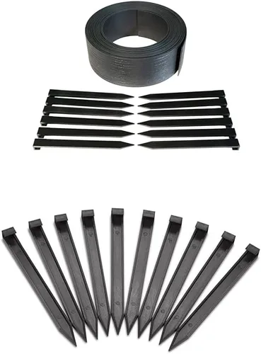 Miniatura 10 de EasyFlex Borde compuesto para excavar paisaje con estacas de anclaje, borde superior recto de 4.5 pulgadas, borde de borde de jardín, kit de 20 Negro