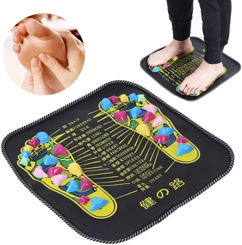 Miniatura 2 de Estera de masaje de pies,Esteras de acupresión para pies,Reflexología Walk Stone Road Foot Massage Black para aliviar el dolor