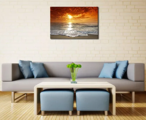 Miniatura 3 de Wieco Art - Paisaje moderno marino, arte expandido, impresiones marinas con marco, fotos del mar, pinturas sobre tela, arte para pared, para la sala